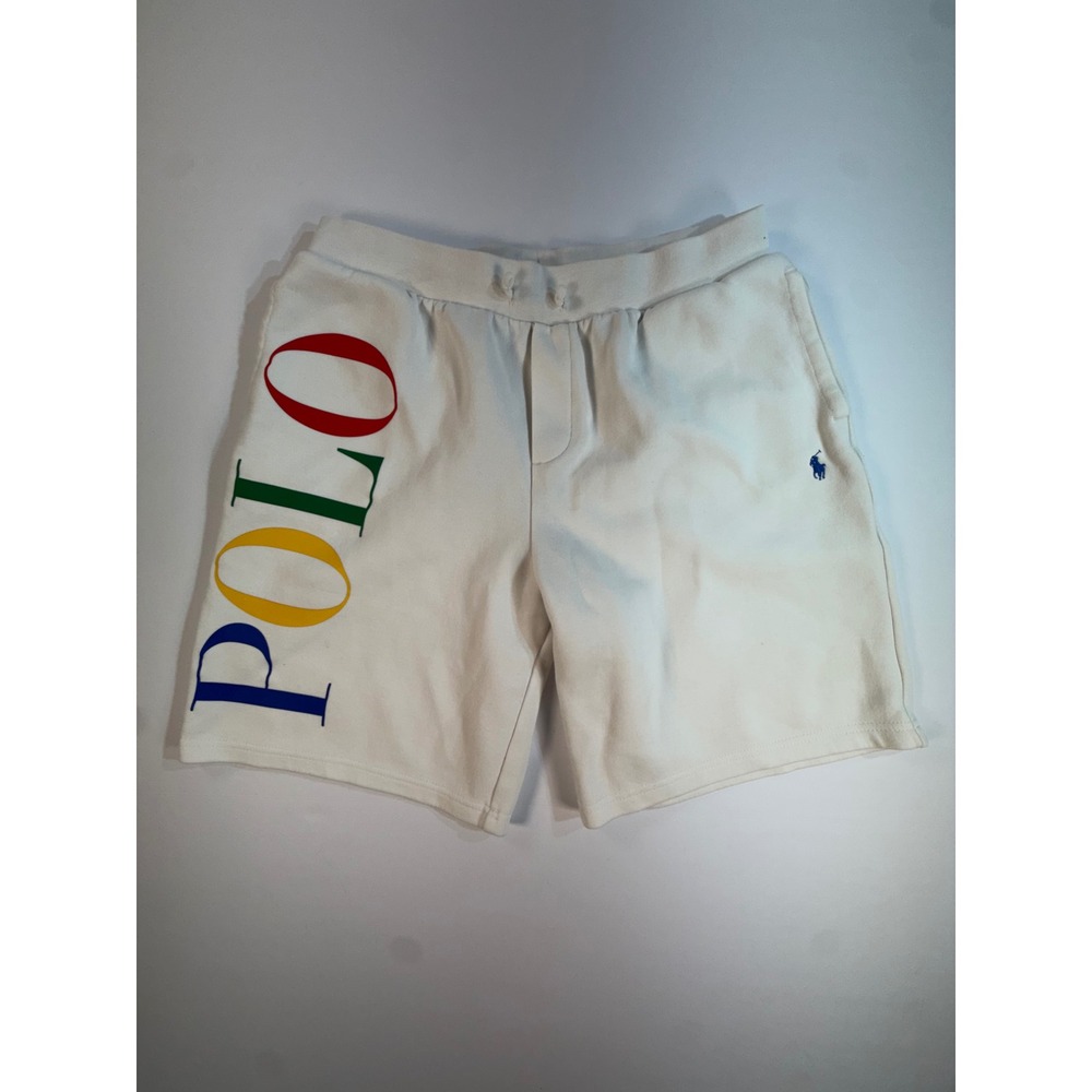 Polo Ralph Lauren Kids White Multi Color Logo Knit Shorts XL 18-20